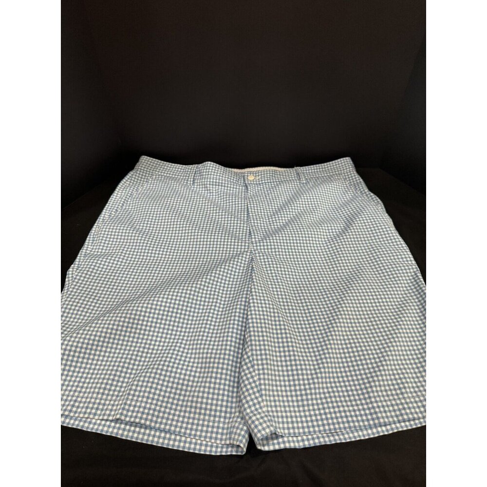 Footjoy Shorts Mens Size 40 Blue Gingham Check Golf Casual Flat Front Stretch